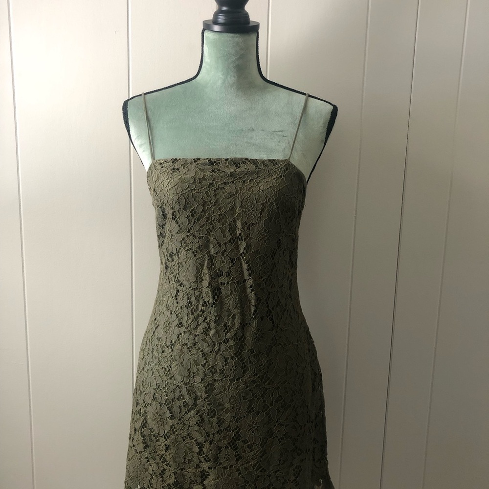 Olive Lace Detail Dress